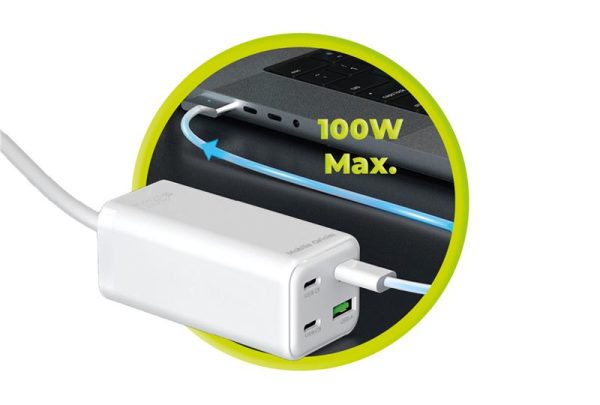Mobile Origin GaN 100W Compact MultiHub Charger PW18 with 3x USB-C + USB-A (MO-100CMH-PW18) - Image 5