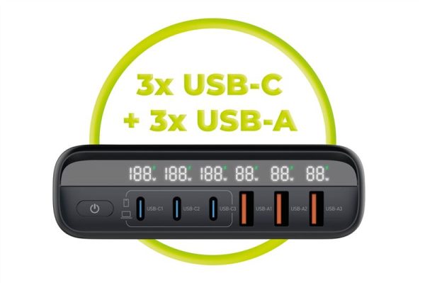Mobile Origin GaN 140W Travel Charger Hub PW12 EU/UK/US 3x USB-C + 3x USB-A (MO-CH140-PW12) - Image 4