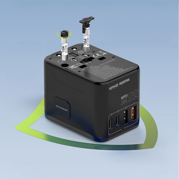 Mobile Origin GaN 35W Travel Adapter PW4 EU/UK/US/AUS 3x USB-C + 2x USB-A  (MO-TRA35-PW4) - Image 9