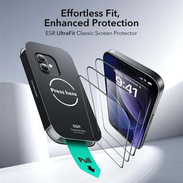 ESR ULTRAFIT TEMPERED GLASS 2-PACK IPHONE 16 PRO/17 CLEAR - Image 2