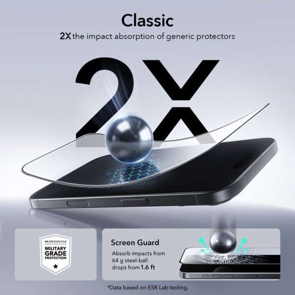 ESR ULTRAFIT TEMPERED GLASS 2-PACK IPHONE 16 PRO/17 CLEAR - Image 4
