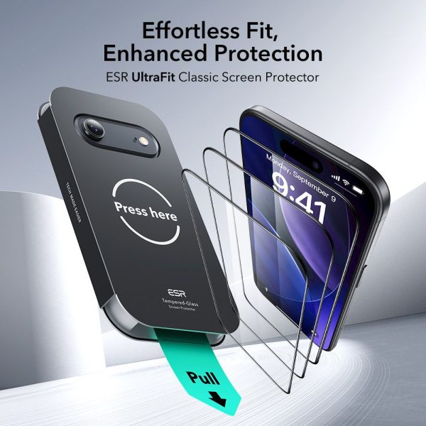 ESR ULTRAFIT TEMPERED GLASS 2-PACK IPHONE 17 AIR CLEAR - Image 2
