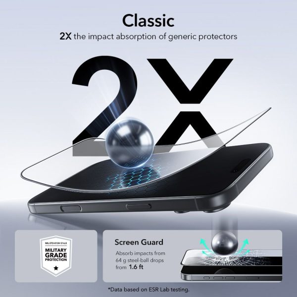 ESR ULTRAFIT TEMPERED GLASS 2-PACK IPHONE 17 PRO CLEAR - Image 4