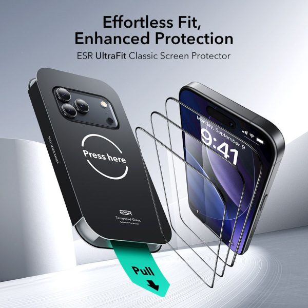 ESR ULTRAFIT TEMPERED GLASS 2-PACK IPHONE 17 PRO MAX CLEAR - Image 2