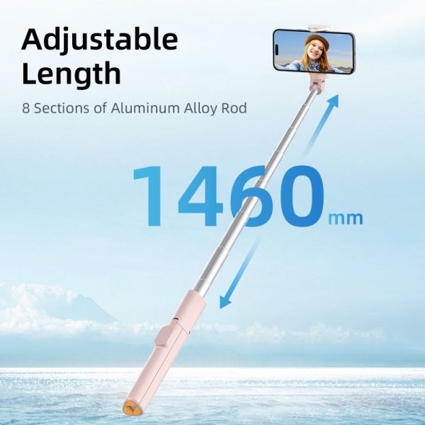 TECH-PROTECT L09S BLUETOOTH SELFIE STICK TRIPOD PINK - Image 7