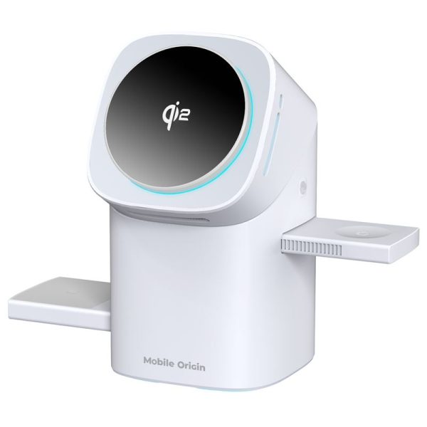 Mobile Origin 3in1 Wireless Charging Qi2 Station PW11 white (WCHS-PW11-WHT) - Image 4