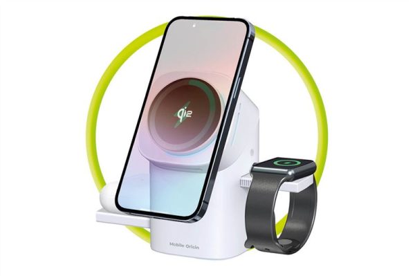 Mobile Origin 3in1 Wireless Charging Qi2 Station PW11 white (WCHS-PW11-WHT) - Image 9