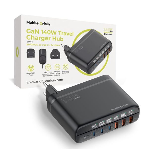 Mobile Origin GaN 140W Travel Charger Hub PW12 EU/UK/US