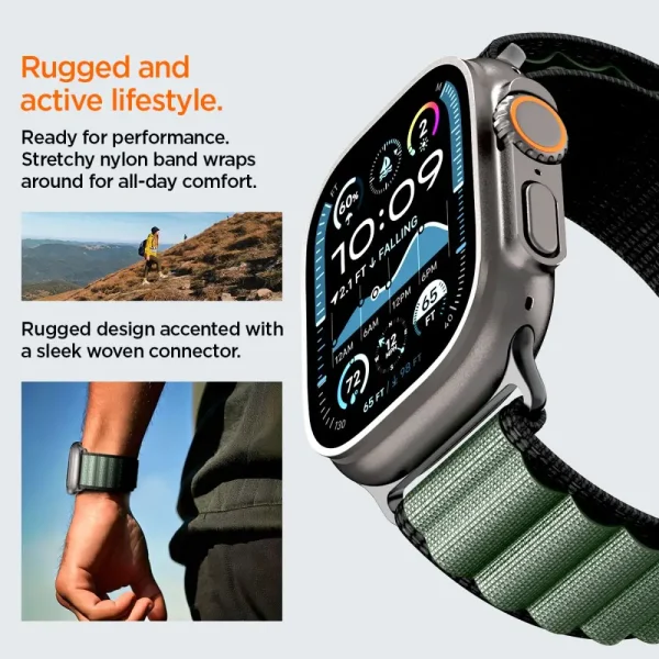 Spigen WBF1 Band Black Green-Apple Watch 44/45/46/49 mm (AMP10223) - Image 2