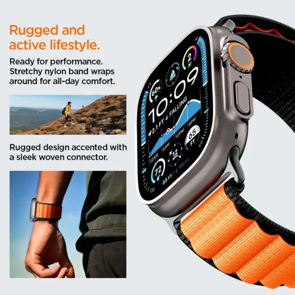 Spigen WBF1 Band Black Orange-Apple Watch 44/45/46/49 mm (AMP10145) - Image 2