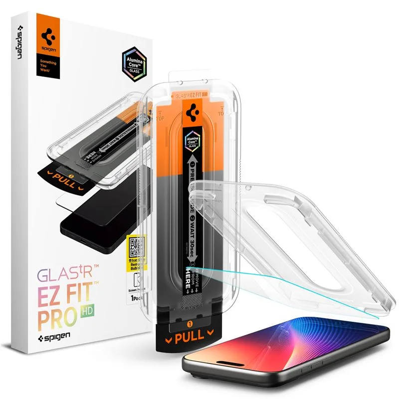 Προστασία οθόνης Spigen Glas.tR EZ Fit Pro AC με πλαίσιο τοποθέτησης για το Apple iPhone 16 Pro Max και 17 Pro Max