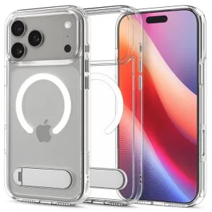 Διάφανη θήκη Spigen Ultra Hybrid S MagSafe με ενσωματωμένο μεταλλικό stand για το Apple iPhone 17 Pro