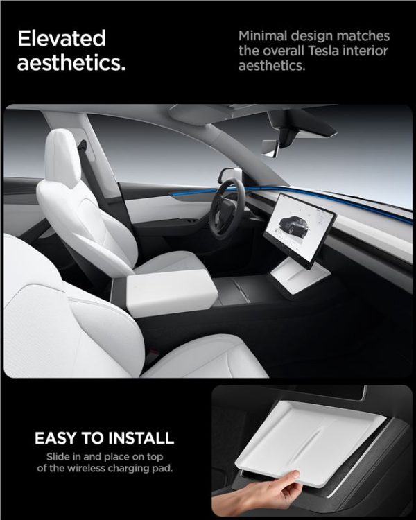 Spigen Tesla Wireless Charging Pad Cover white - Tesla model Y 2025 (ACP10032) - Image 5