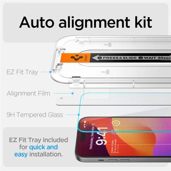 Spigen Screen Protector EZ Fit GLAS.tR Slim 2PCS Clear-Apple iPhone 16/15 (AGL06903) - Image 20