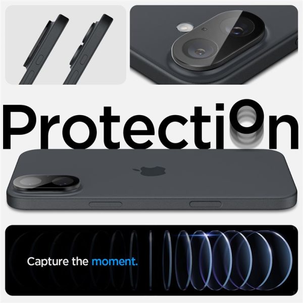 SPIGEN OPTIK GLAS.TR CAMERA PROTECTOR 2-PACK IPHONE 16 / 16 PLUS BLACK (AGL07922) - Image 23
