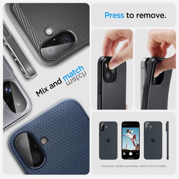SPIGEN OPTIK GLAS.TR CAMERA PROTECTOR 2-PACK IPHONE 16 / 16 PLUS BLACK (AGL07922) - Image 25
