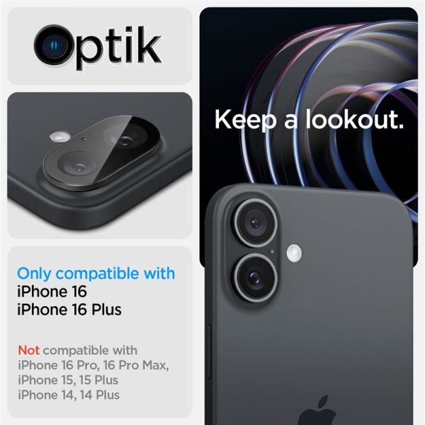 SPIGEN OPTIK GLAS.TR CAMERA PROTECTOR 2-PACK IPHONE 16 / 16 PLUS BLACK (AGL07922) - Image 22