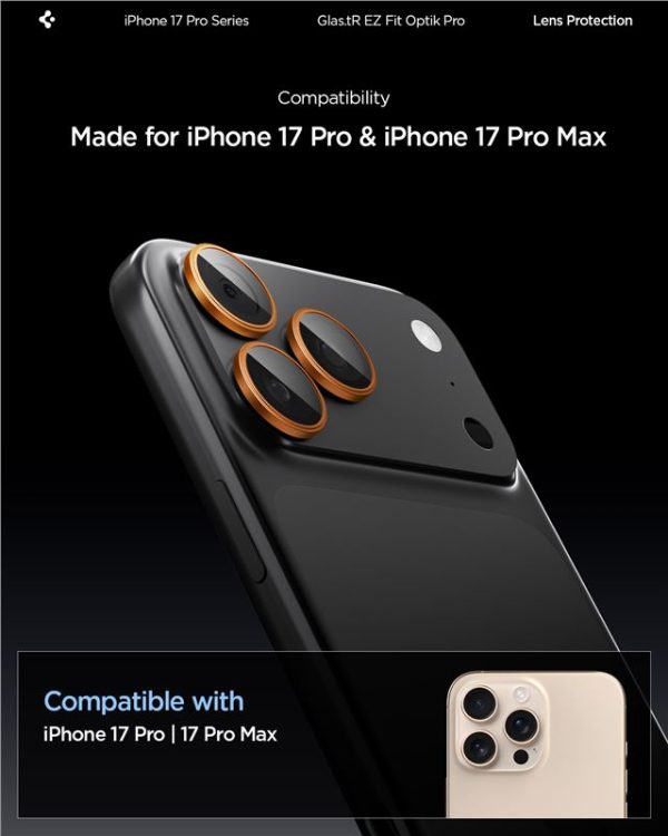 Spigen Glass tR EZ Fit Optik Pro 2 Pack Orange-Apple iPhone 17 Pro/17 Pro Max/16 Pro/16 Pro Max/15 Pro/15 Pro Max/14 Pro/14 Pro Max (AGL10123) - Image 12