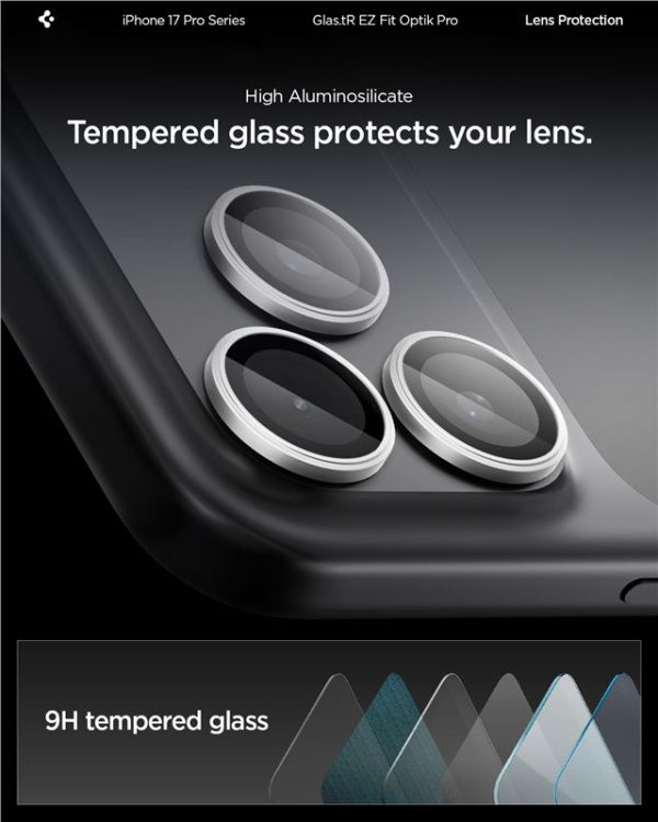 Spigen Glass tR EZ Fit Optik Pro 2 Pack Silver-Apple iPhone 17 Pro/17 Pro Max/16 Pro/16 Pro Max/15 Pro/15 Pro Max/14 Pro/14 Pro Max (AGL10124) - Image 4