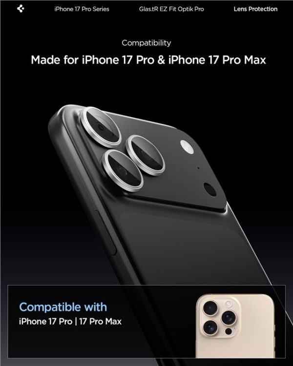 Spigen Glass tR EZ Fit Optik Pro 2 Pack Silver-Apple iPhone 17 Pro/17 Pro Max/16 Pro/16 Pro Max/15 Pro/15 Pro Max/14 Pro/14 Pro Max (AGL10124) - Image 12