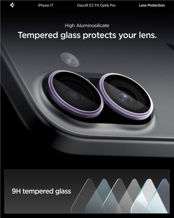 Spigen Glass tR EZ Fit Optik Pro 2 Pack Purple-Apple iPhone 17 (AGL10127) - Image 3