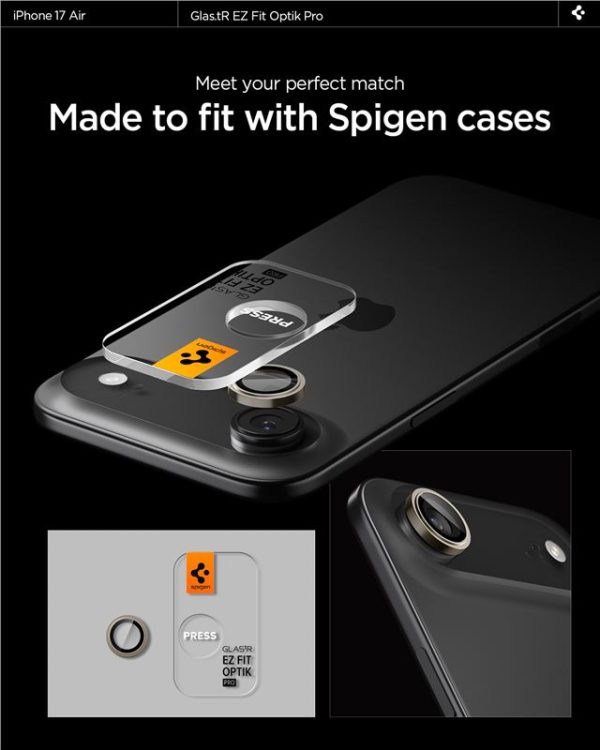 Spigen Glass tR EZ Fit Optik Pro 2 Pack Gold-Apple iPhone 17 Air (AGL10131) - Image 3