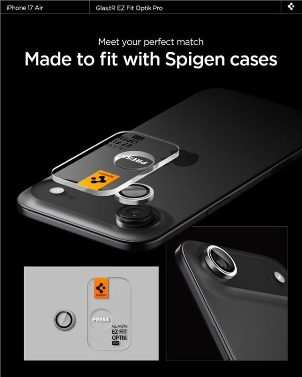 Spigen Glass tR EZ Fit Optik Pro 2 Pack Silver-Apple iPhone Air (AGL10132) - Image 3