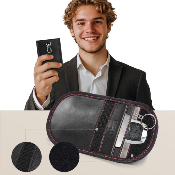 TECH-PROTECT KLR100 POUCH KEYLESS RFID SIGNAL BLOCKER CASE BLACK/RED - Image 3