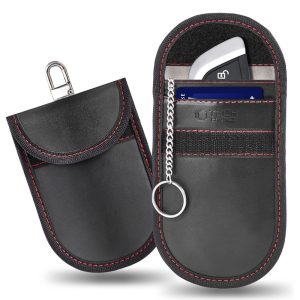 KLATKA FARADAYA TECH-PROTECT KLR100 POUCH KEYLESS RFID SIGNAL BLOCKER CASE BLACK/RED