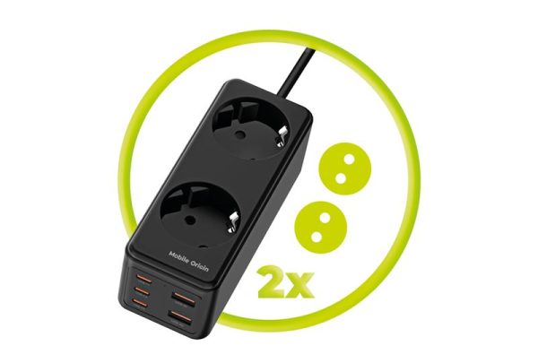 Mobile Origin GaN 65W Socket MultiHub Charger PW19 with 3x USB-C + 2x USB-A (MO-65SMH-PW19) - Image 7