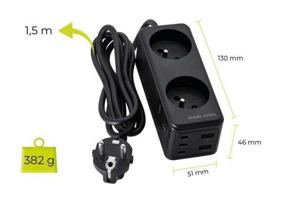 Mobile Origin GaN 65W Socket MultiHub Charger PW19 with 3x USB-C + 2x USB-A (MO-65SMH-PW19) - Image 9