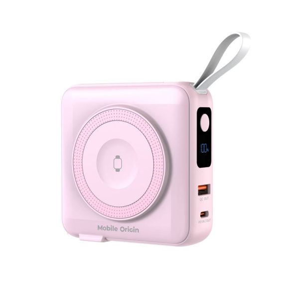 Mobile Origin Powerbank & Travel Charger Lightning/USB-C Cable MagSafe/AW/iPhone Compatible pink (PBT-03L-PNK) - Image 6
