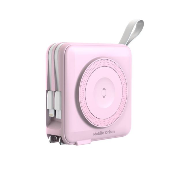 Mobile Origin Powerbank & Travel Charger Lightning/USB-C Cable MagSafe/AW/iPhone Compatible pink (PBT-03L-PNK) - Image 7