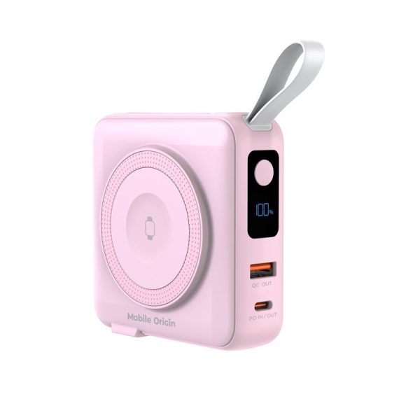 Mobile Origin Powerbank & Travel Charger Lightning/USB-C Cable MagSafe/AW/iPhone Compatible pink (PBT-03L-PNK) - Image 9