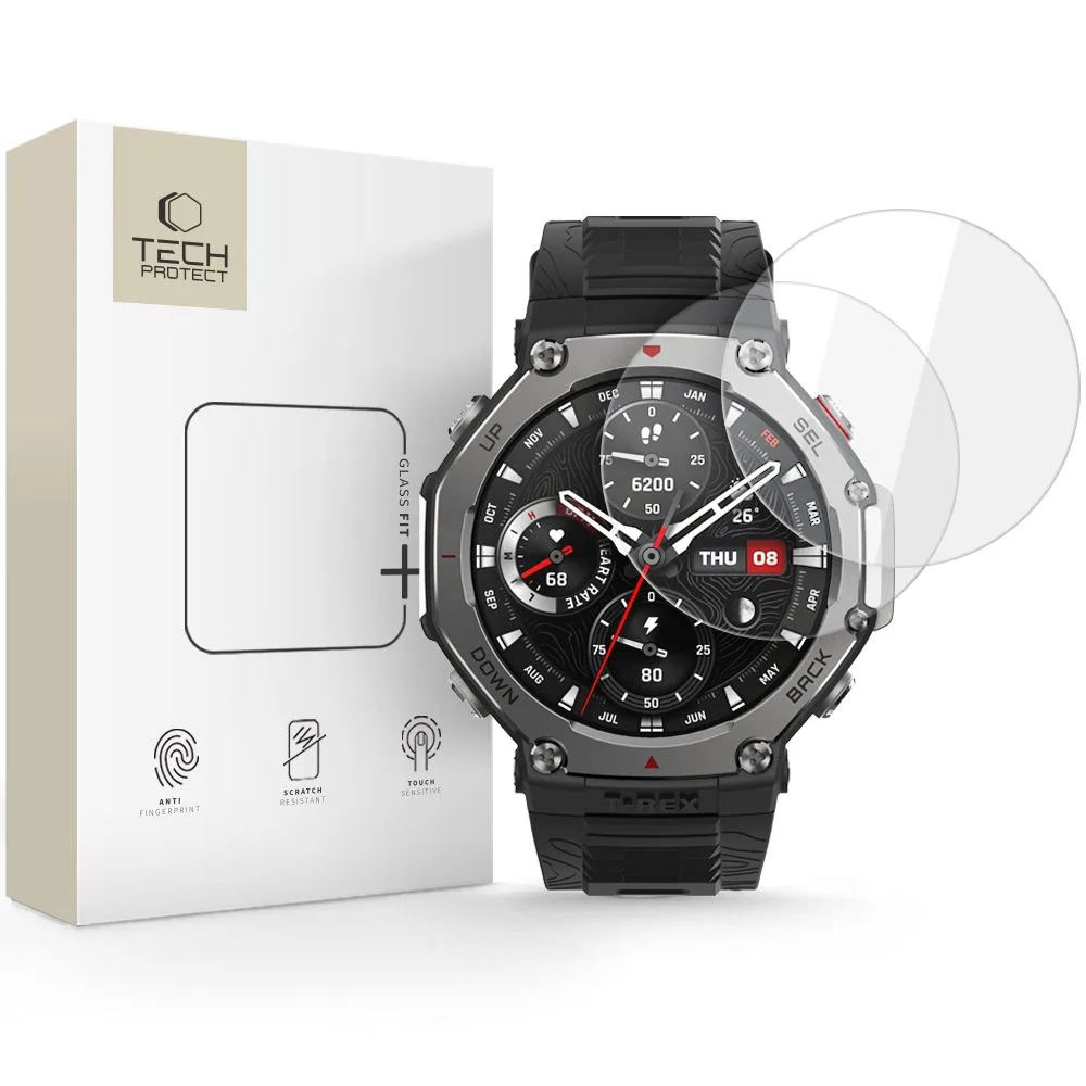 Τζάμι Προστασίας Amazfit T-Rex 3 Pro 48mm Tech-Protect Glass Fit+ 2-Pack Clear