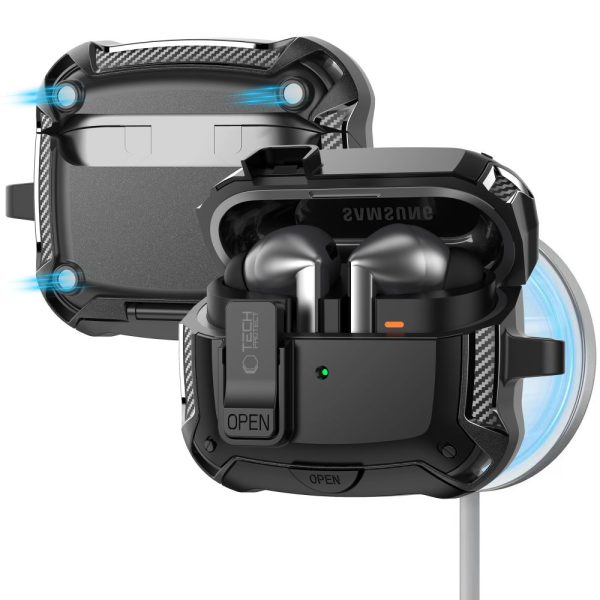 TECH-PROTECT CARBONOX MAGSAFE SAMSUNG GALAXY BUDS 3/3 FE/3 PRO BLACK - Image 2