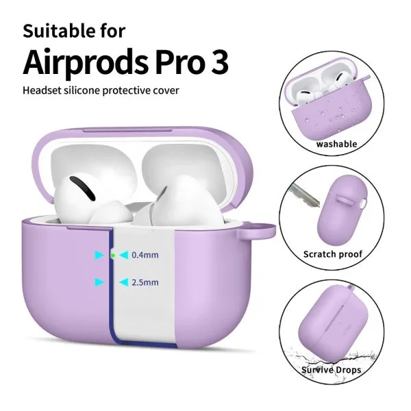 Θήκη Apple AirPods Pro 3 Tech-Protect Silicone Hook Lavender - Image 4