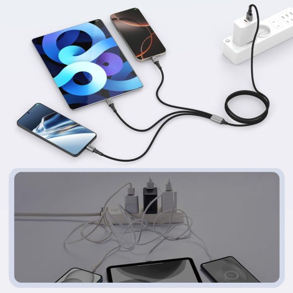 TECH-PROTECT ULTRABOOST DNA 3IN1 LIGHTNING & TYPE-C & MICRO-USB CABLE 3A 120CM IRON GREY - Image 3