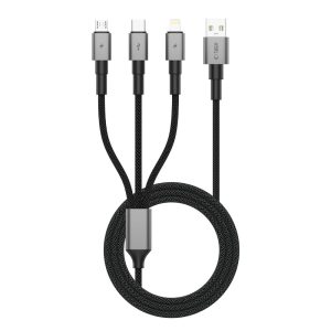 TECH-PROTECT ULTRABOOST DNA 3IN1 LIGHTNING & TYPE-C & MICRO-USB CABLE 3A 120CM IRON GREY