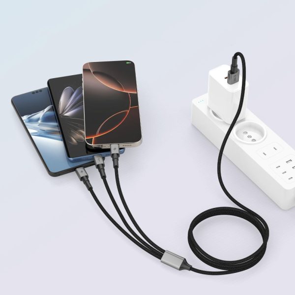 TECH-PROTECT ULTRABOOST DNA 3IN1 LIGHTNING & TYPE-C & MICRO-USB CABLE 3A 120CM IRON GREY - Image 5