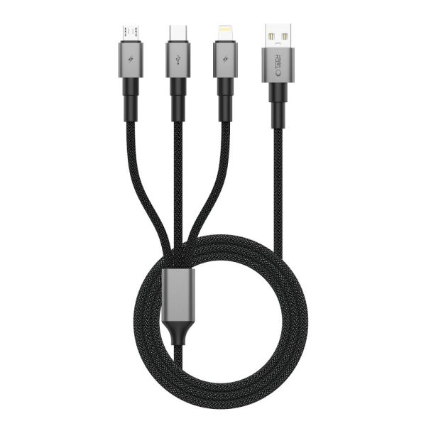 TECH-PROTECT ULTRABOOST DNA 3IN1 LIGHTNING & TYPE-C & MICRO-USB CABLE 3A 120CM IRON GREY