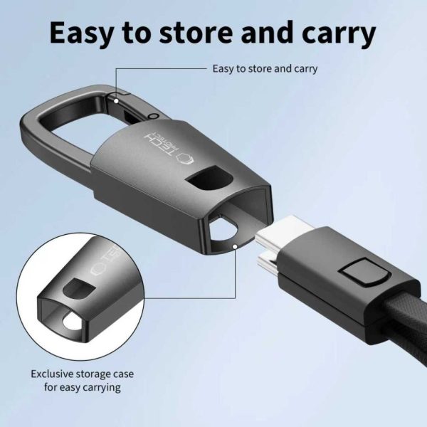 TECH-PROTECT ULTRABOOST DNA KEYCHAIN TYPE-C CABLE PD 60W/3A IRON GREY - Image 3