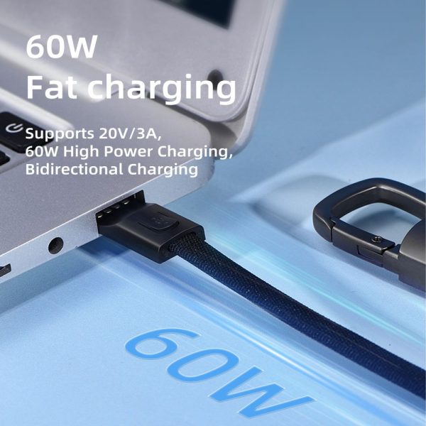 TECH-PROTECT ULTRABOOST DNA KEYCHAIN TYPE-C CABLE PD 60W/3A IRON GREY - Image 5
