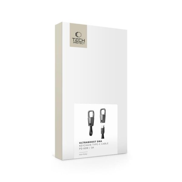 TECH-PROTECT ULTRABOOST DNA KEYCHAIN TYPE-C CABLE PD 60W/3A IRON GREY - Image 7