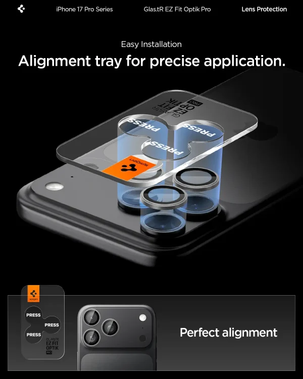Spigen Glass tR EZ Fit Optik Pro 2 Pack gray-iPhone 17 Pro/17 Pro Max/16 Pro/16 Pro Max/15 Pro/15 Pro Max/14 Pro/14 Pro Max (AGL10125) - Image 5