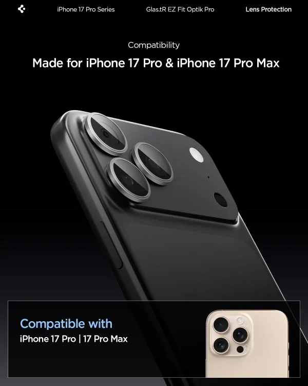Spigen Glass tR EZ Fit Optik Pro 2 Pack gray-iPhone 17 Pro/17 Pro Max/16 Pro/16 Pro Max/15 Pro/15 Pro Max/14 Pro/14 Pro Max (AGL10125) - Image 7