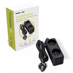 Mobile Origin GaN 65W Socket MultiHub Charger PW19 with 3x USB-C + 2x USB-A