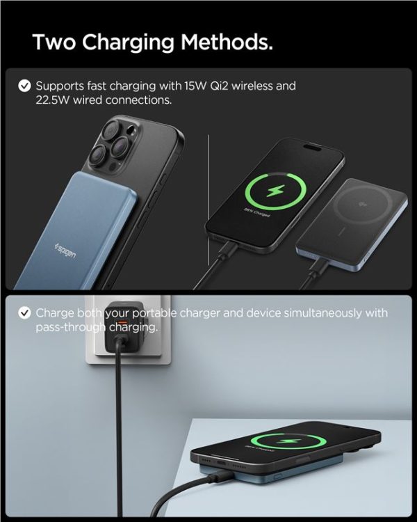 Spigen EA2205MQ Essential MagSafe Power Bank 5000mAh 22.5W Qi2 – Teal Blue (ABA10194) - Image 6