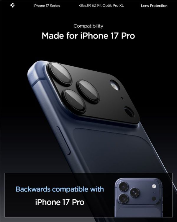 Spigen Glass tR EZ Fit Optik Pro XL 1 Pack Black-Apple iPhone 17 Pro (AGL10644) - Image 4