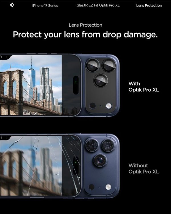 Spigen Glass tR EZ Fit Optik Pro XL 1 Pack Black-Apple iPhone 17 Pro (AGL10644) - Image 6